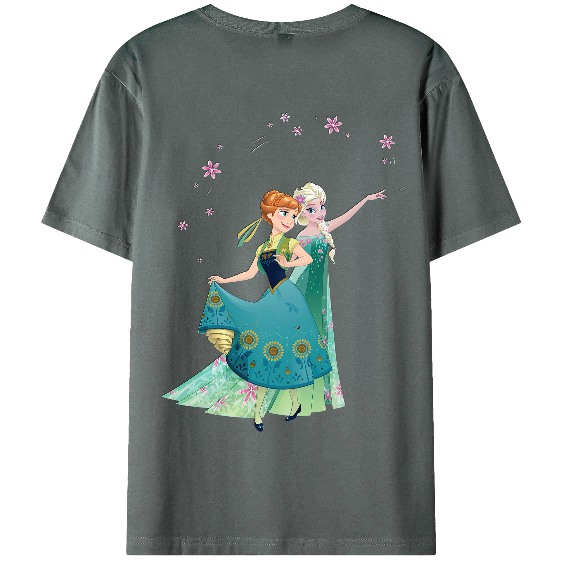 （画像用） アナと雪の女王 アンナ エルサ Frozen Anna Elsa 綿100％ メンズ半袖Tシャツ（バックプリント） 通気性